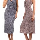 Sleeveless V-Neck Animal Print Dress with Slits