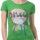 Metallic & Rhinestone  "Disco" Graphic T-Shirt Printed Short Sleeve Top
