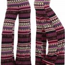 Multicolor Printed Wide Leg Fold Over High Waist Palazzo Flare Lounge Pants