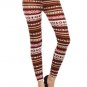 Geometric Multi-Color Fleece Warm Leggings w/ Elastic Waist One Size
