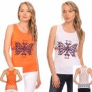 Casual Aztec Tribal Print Cotton Sleeveless Tank Top with Lace Back