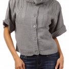 Cable Knit Large Ribbed Turtleneck Collar Oversize Short Sleeve Slouchy Sweater