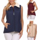 Waterproof Water Resistant Faux Fur Plush Sleeveless Quilted Vest