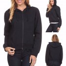 Cotton Blend Fleece Lined Long Sleeve Hoodie w/ Full Zipper