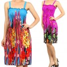 Multi-Color Print Sleeveless Floral Print Smock Dress