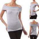New Woman's Belldini Spun Silk Off-Shoulder Fitted Knit Top