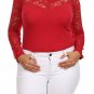 Long Sleeve Stretchy Knit Top Lace Sweetheart Neckline Bodysuit