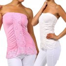 Strapless Top Sequin & Lace Knit Blouse