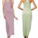 Sleeveless Summer Striped Racer Back Long Maxi Dress Fashion Central