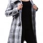 New Woman's Wool Belted White Gray Plaid Fully Lined Coat