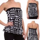 Strapless Slinky Blouse Polka Dot Spotted Top size SMALL