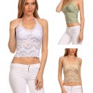Sexy Midriff Halter Top Lacy Camisole Sleeveless Lace Top Fashion Central