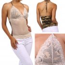 Fishnet Top Army Camouflage Sexy Halter Tank