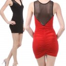 New Sexy Sheer Mesh Back Ruched Micro Mini Dress Club Vegas Fashion Central