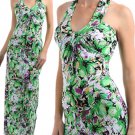 Long Floral Halter Sexy Fitted Maxi Dress