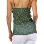 Gold & Sequin Trim Tank Top Sexy Sheer Cami