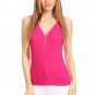 New Solid Ribbed Sleeveless Top Blouse Shirt V-Neck Zipper Racerback Tank Sexy