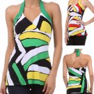 Sexy Slinky Halter Top Multi-Color Sleeveless Blouse