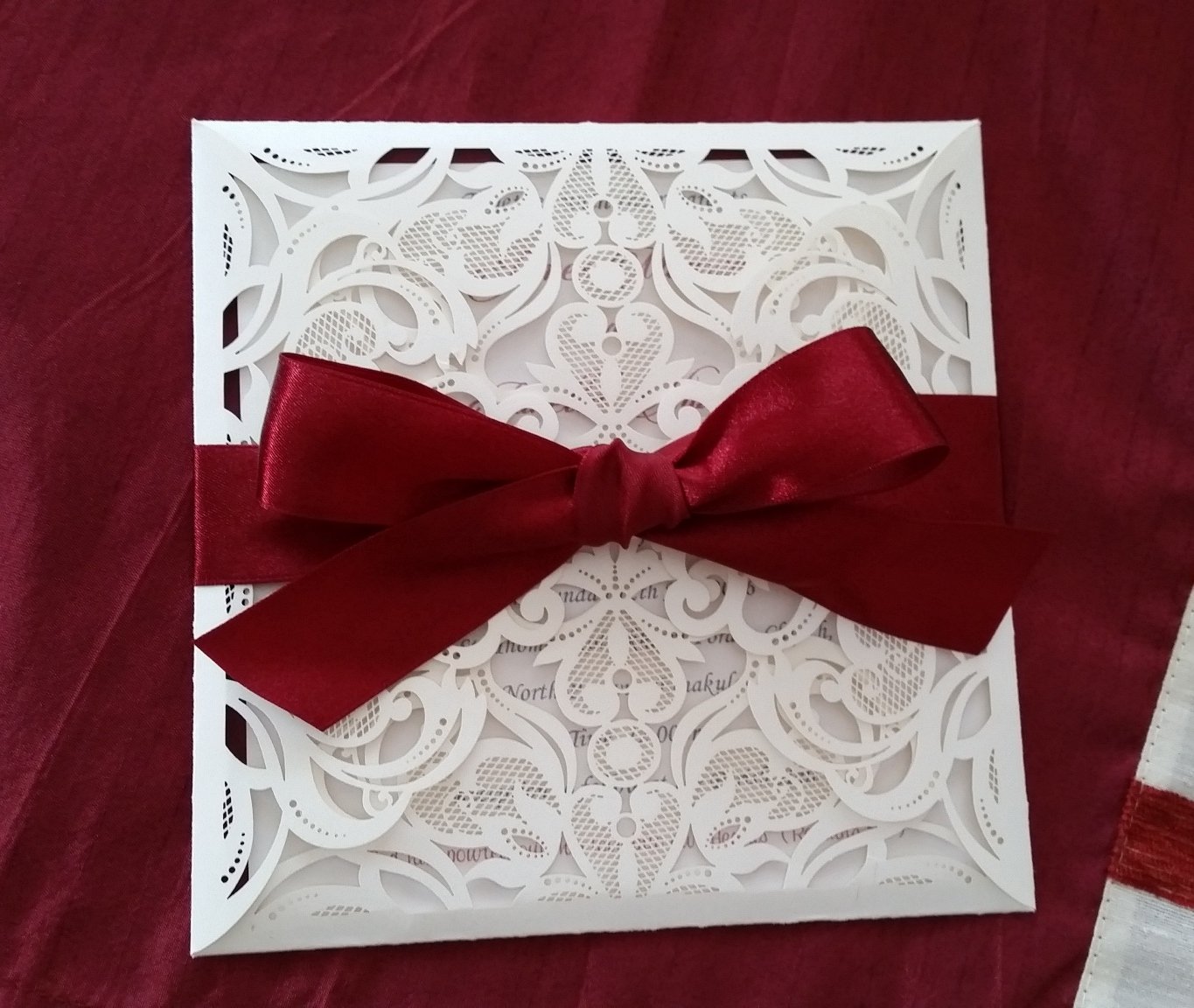 Square lace laser cut Wedding invitation card