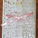 Silver glitter laser cut Wedding Invitatin cards