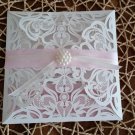 Elegant ivory lace lasercut invitation with pearl clusterr embellishment