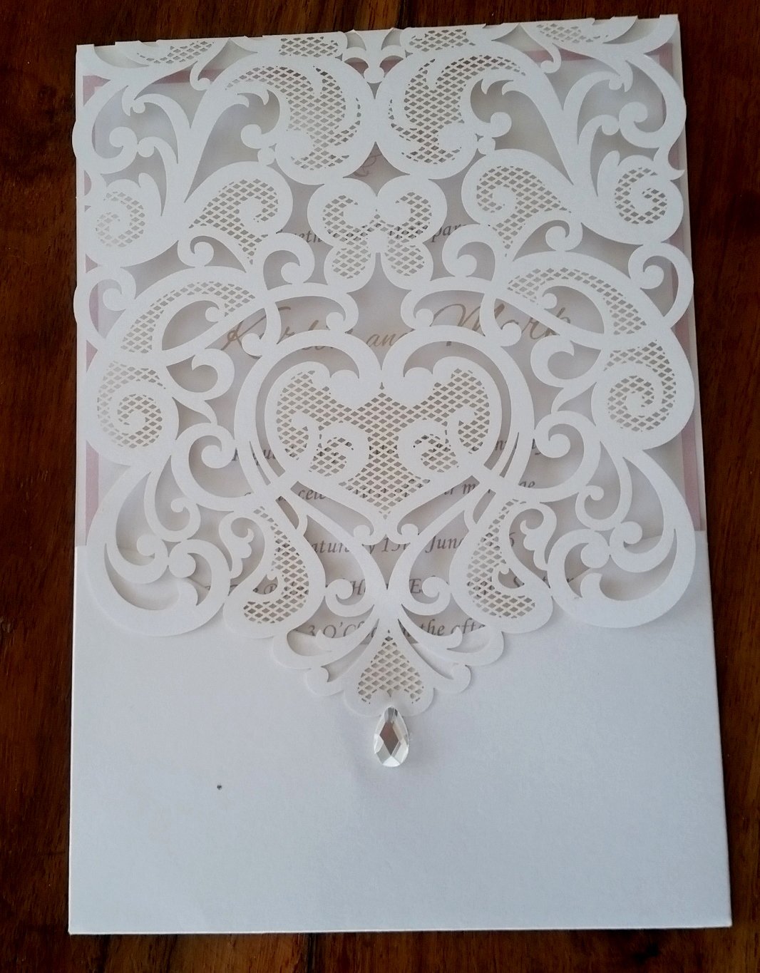 Delicate Vintage lace laserc cut pocket with diamont&Atilde;&copy; drop