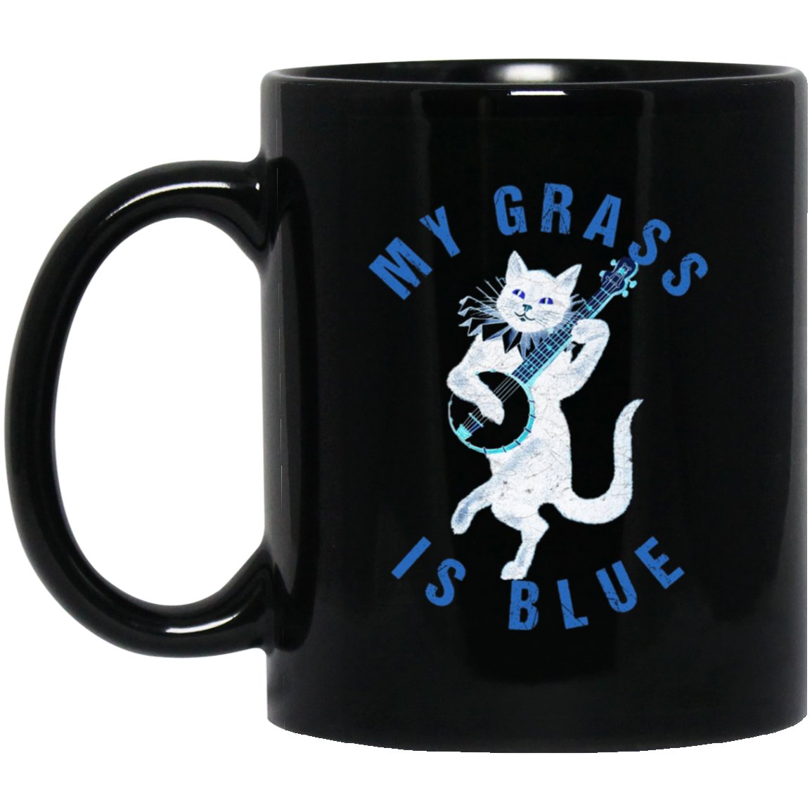 My Grass is Blue Banjo Ca-Bluegrass Fan Black Mug Black Ceramic 11oz Coffee Tea Cup