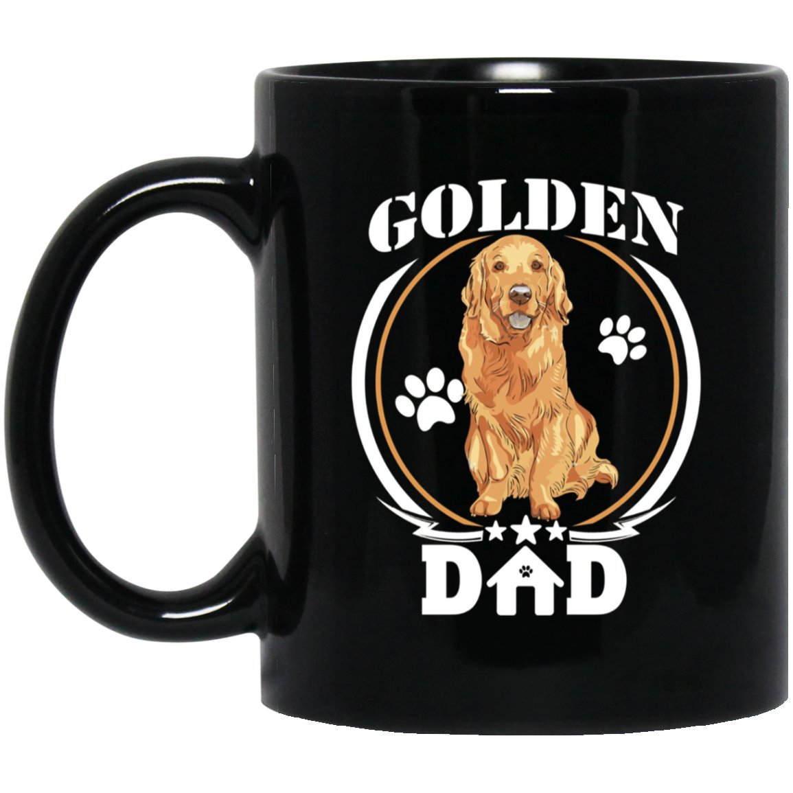 Mens Golden Dad Retriever Gift For Fathers Day 2018 Dog Black Mug Black Ceramic 11oz Coffee Tea Cup