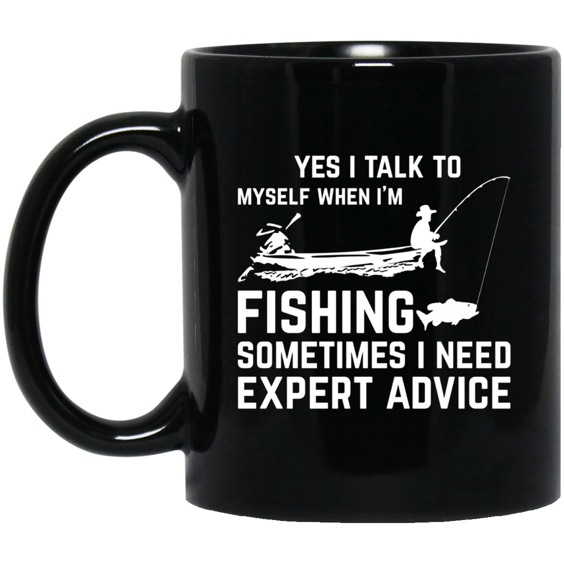 Mens Funny Fisherman Attitude Mens Fishing Humor Gift Black Mug Black Ceramic 11oz Coffee Tea Cup
