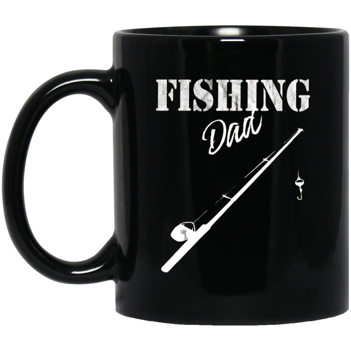 Mens Fishing Dad Vintage Fishing lover Father Black Mug Black Ceramic 11oz Coffee Tea Cup