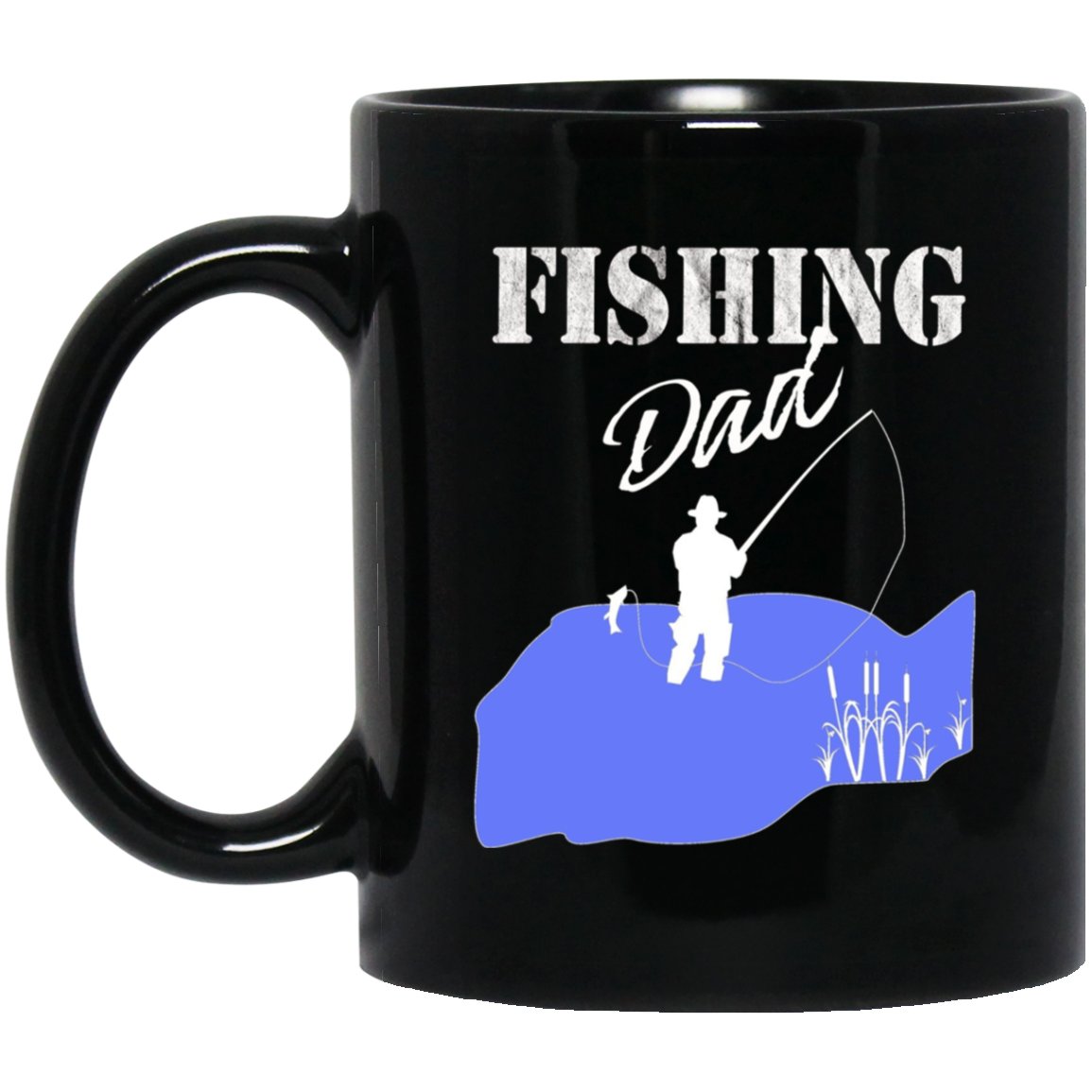Mens Fishing Dad Fisherman Father Gift Black Mug Black Ceramic 11oz Coffee Tea Cup