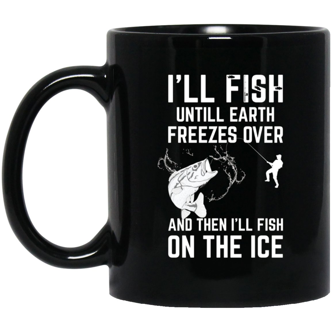 Mens Fisherman Attitude Fishing Lover Gift Mens Fishing Black Mug Black Ceramic 11oz Coffee Tea Cup
