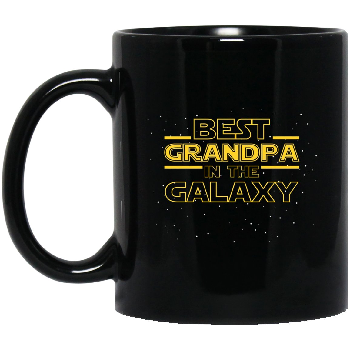 Mens Best Grandpa in the Galaxy, Funny Grandpa Gift Black Mug Black Ceramic 11oz Coffee Tea Cup