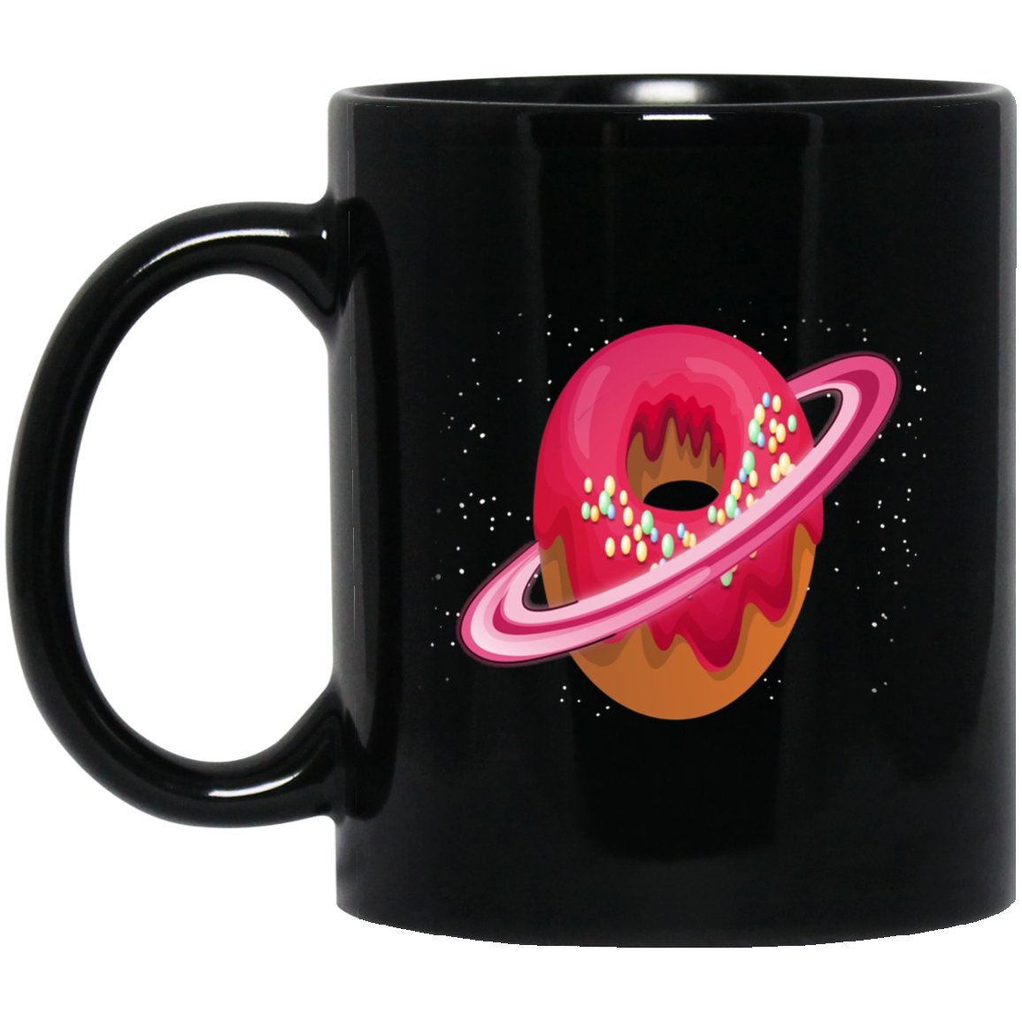 Funny Plane For Donut Lover. Xmas Gift For Kids. Black Mug Black Ceramic 11oz Coffee Tea Cup