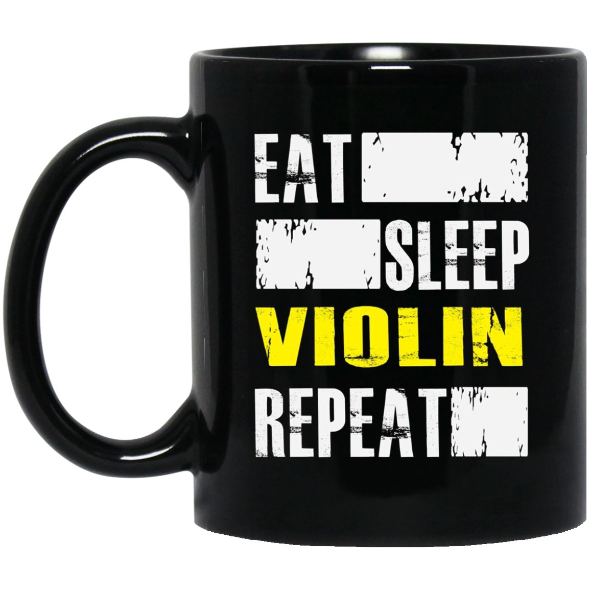 Eat Sleep Violin Repeat - Funny Musician Black Mug Black Ceramic 11oz Coffee Tea Cup