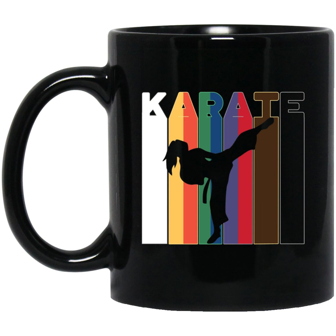 Martial Arts Karate for Girls and Women - Karate Belts Black Mug Black Ceramic 11oz Coffee Tea Cup