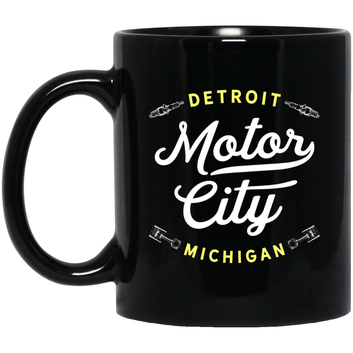 Iconic Motor City Detroit Michigan Throwback American T Black Mug Black Ceramic 11oz Coffee Tea Cup