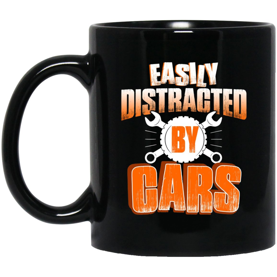 Funny Mechanic Easily Distracted By Cars Gifts Black Mug Black Ceramic 11oz Coffee Tea Cup