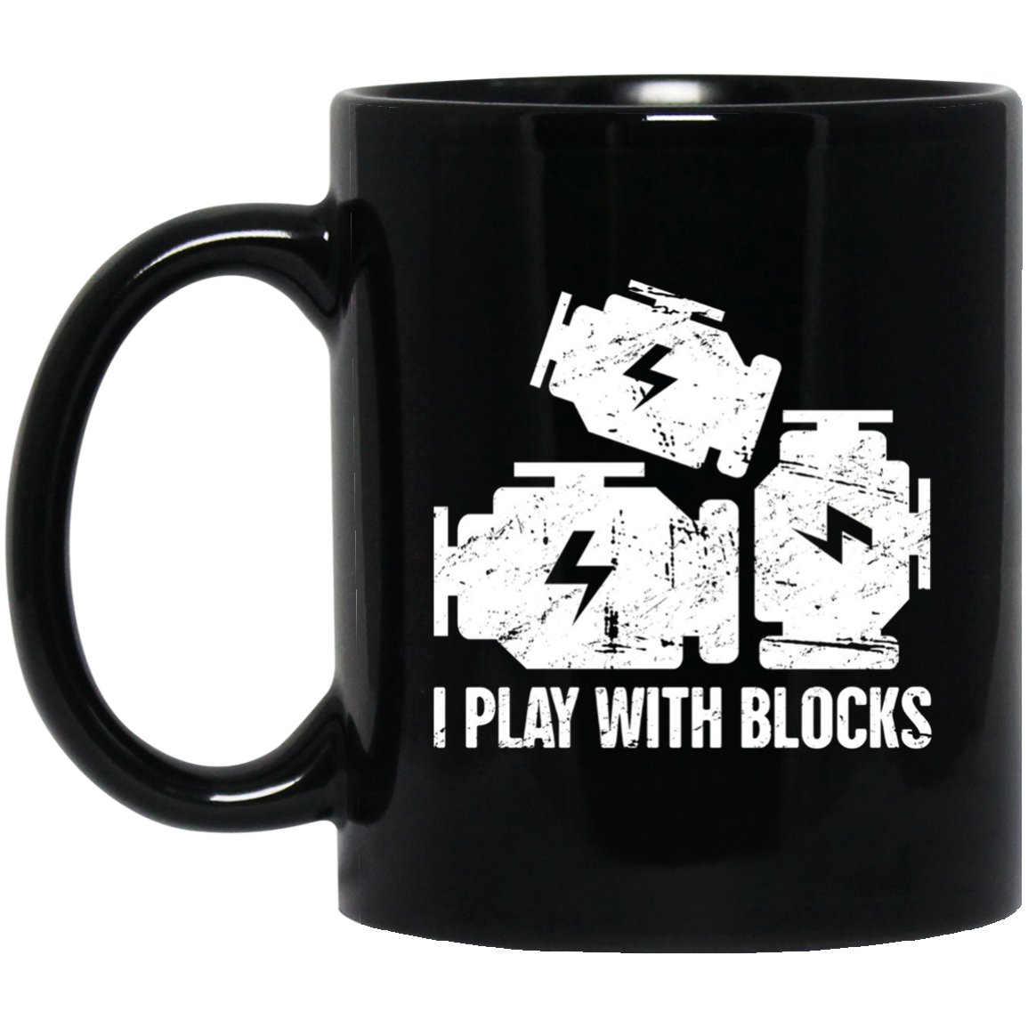 Engine Blocks Clever Mechanic Black Mug Black Ceramic 11oz Coffee Tea Cup