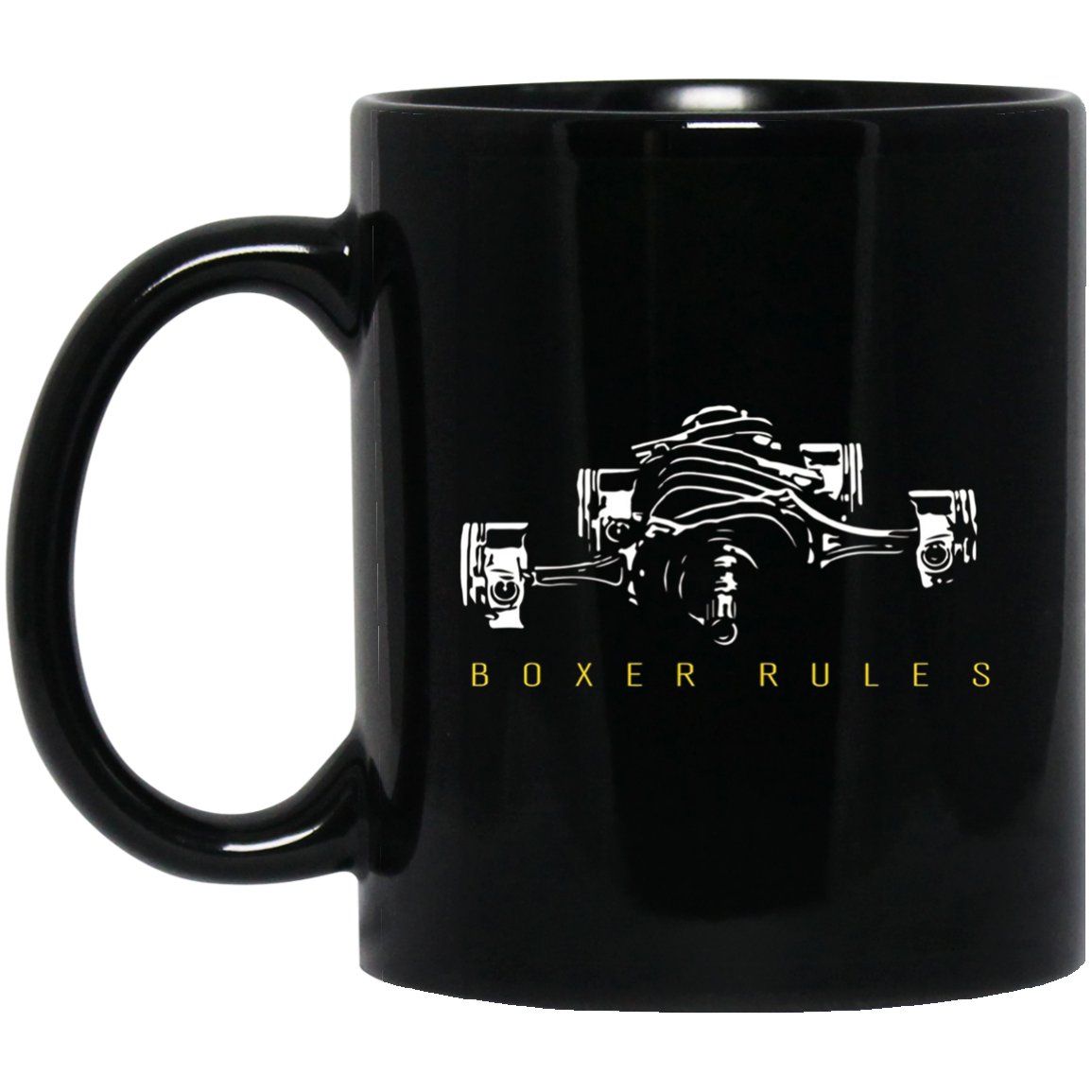 Classic Flat-six 6 Piston Motor Engine MotorSport Black Mug Black Ceramic 11oz Coffee Tea Cup