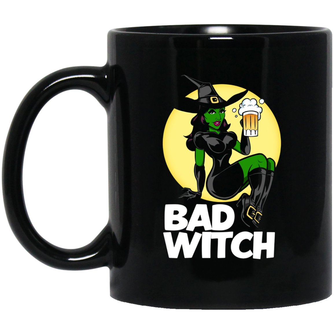 Bad Witch Halloween for Men and Women Black Mug Black Ceramic 11oz Coffee Tea Cup