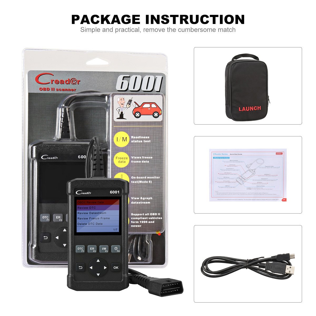 Launch Creader 6001 OBD2 Scanner Car Code Reader Scan Tool