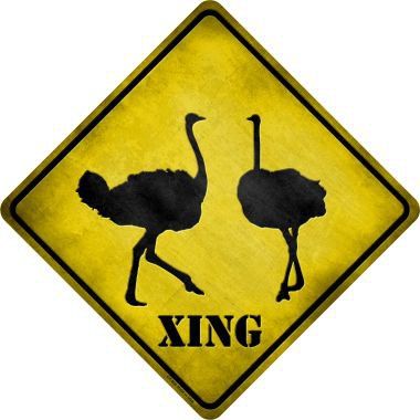 Ostrich Xing Novelty Metal Crossing Sign CX-060