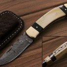 BEAUTIFUL CUSTOM HANDMADE DAMASCUS FOLDING KNIFE