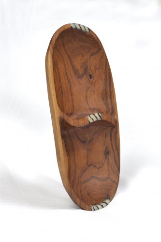 Oval shaped wooden bowl