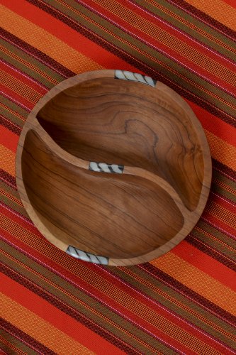 Circular handmade wooden bowl