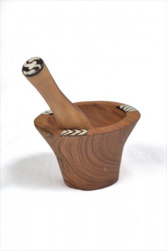 Wooden mortar and pestle