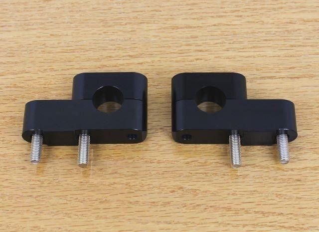Black Handlebar Risers 1" Up 1.25" Back for 01-19 Yamaha FZ Models w/ 7/8" bars