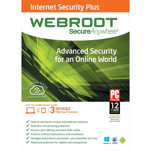 Webroot SecureAnywhere Internet Security Plus - 1-Year / 3-Device - Digital Key Product Activation