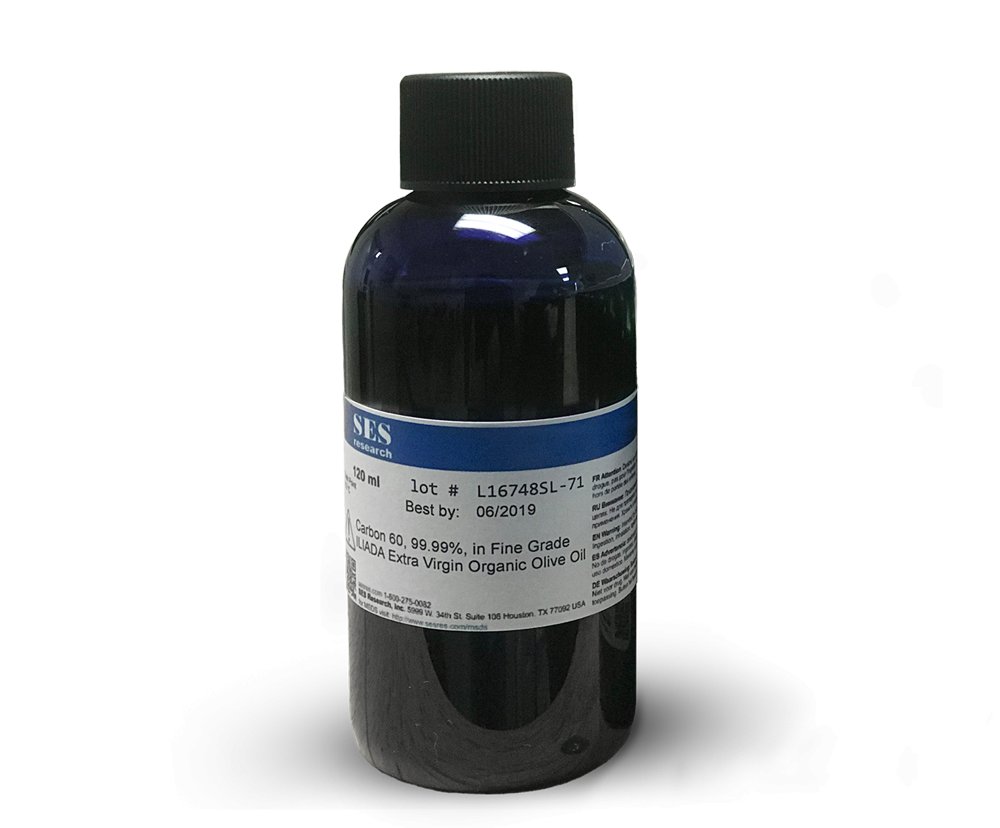 C60 Olive Oil &acirc;�� Fine Grade Carbon 60, 99.99% in Iliada Olive Oil Extra Virgin Organic, 120ml